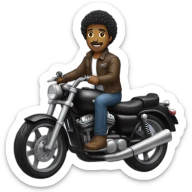 Homem  negro cabelo baixo pilotando uma moto sticker