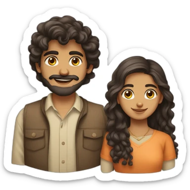 indian gujarati 21 year old brother with a beard and teenager sister with wavy hair sticker