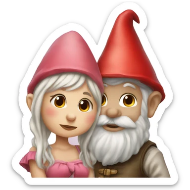 pretty gnome girl and gnome boy kissing sticker