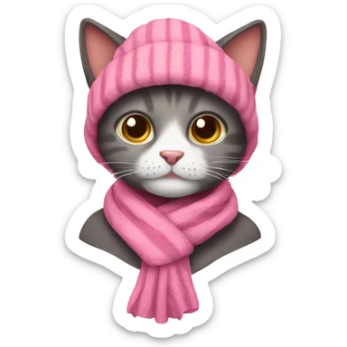 Gato usando una bufanda rosada sticker