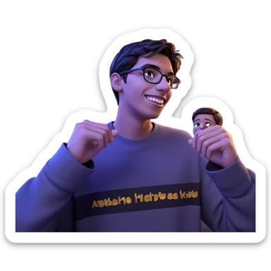 smiling boy in night setting sticker