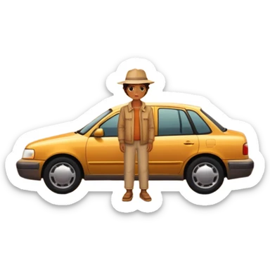 A parked car rests on the side of a long with a person outside , empty road stretching toward a golden sunset. The sky glows with warm colors, and the landscape ahead feels open, peaceful, and full of promise. love  sticker