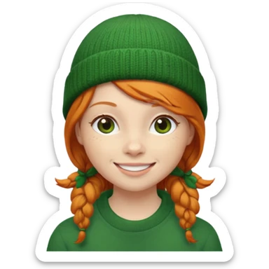  ginger girl with a green beanie sticker
