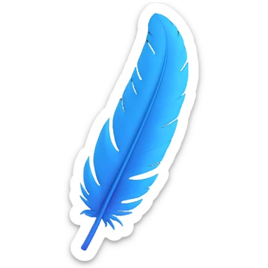 a single blue feather, simple and elegant sticker