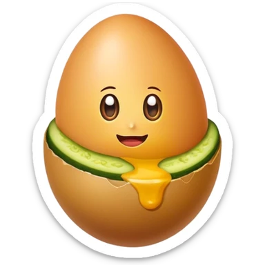 Brown egg with pickle and mustard  sticker