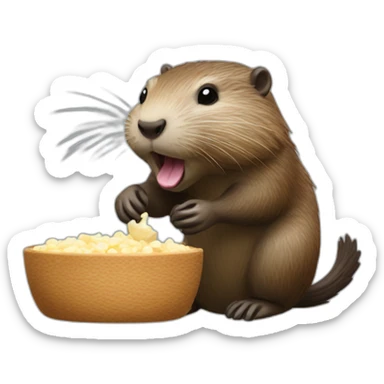 Nutria comiendo sticker