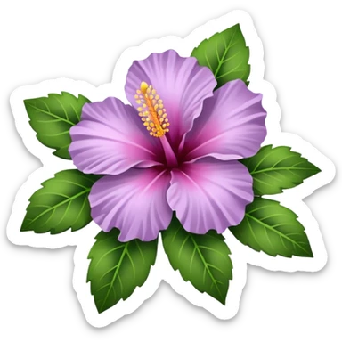 single lilac hibiscus blossom with 6 branch  facing left in png form  sticker