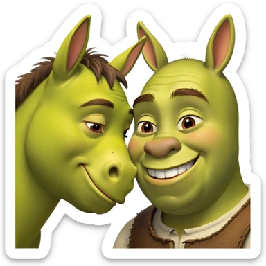 Shrek kisses donkey sticker