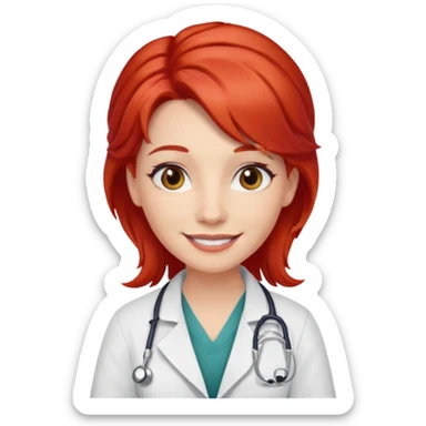 doctor with red hairclips on hair sticker