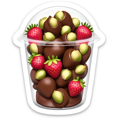 Chocolate covered Strawberries with pistachios in a plastic cup sticker