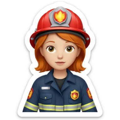 girl fireman with ginger hair sticker
