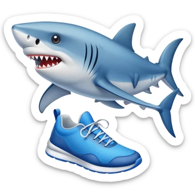 Tiburón con patas y zapatillas azules  sticker