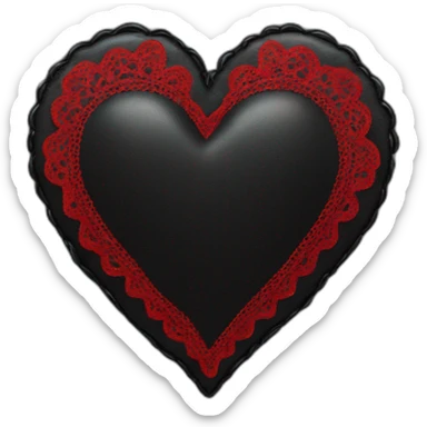Wide black leather heart with red lace border sticker