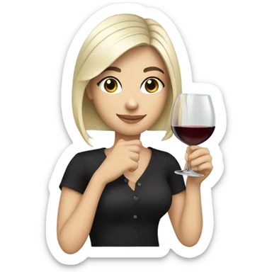 pretty white girl with black hair drinking wine sticker