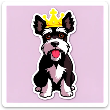 Schnauzer wearing a crown sticker