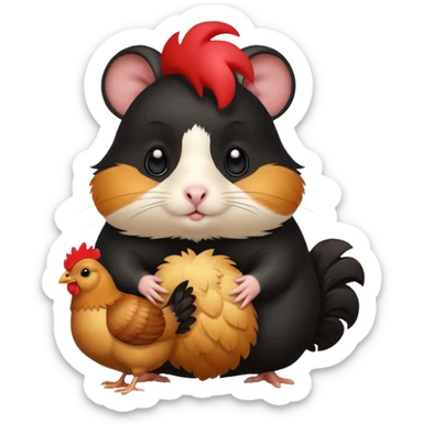 black hamster with chicken sticker