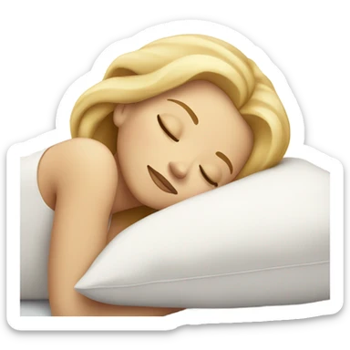 blonde girl sleeping on white pillow sticker