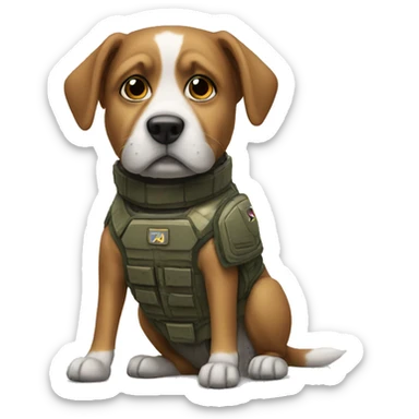 Dog with war suit sticker