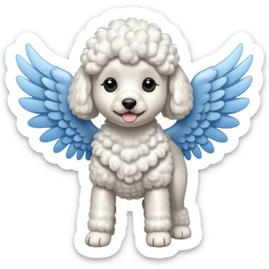 Perro french poodle mini blanco con Alas sticker