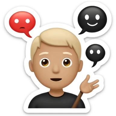 A simple white and black stick mand with a chat bubble coming from his mouth (encircled) sticker