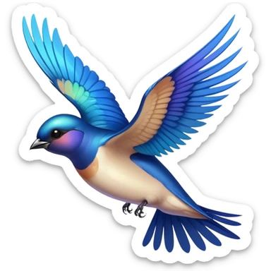 A swallow bird in flight, symbolizing freedom and agility, with wings spread wide and a streamlined body sticker