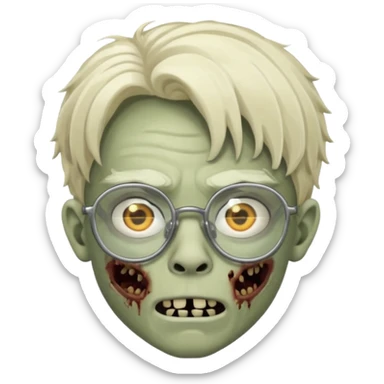 Boy zombie with semi freeform locks and glasses  sticker