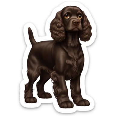Dark brown cocker spaniel standing full pose sticker