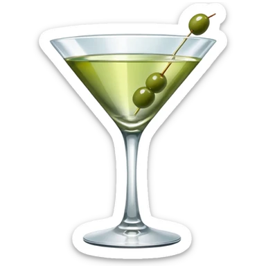 martini with 3 olives. liquid should be a bit more of a clear color. tiny hue of green sticker