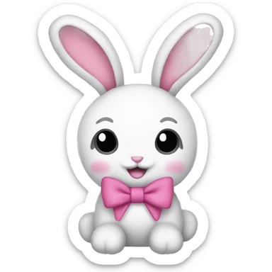 a bunny plushie with two pink bows on her ears sticker