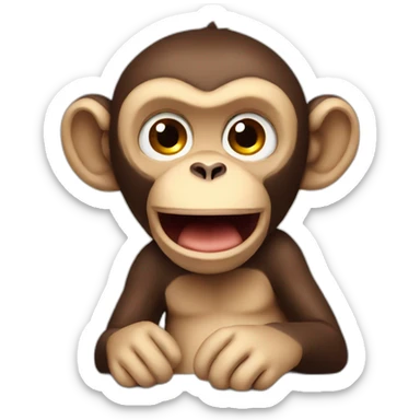 Thinking shy monkey sticker