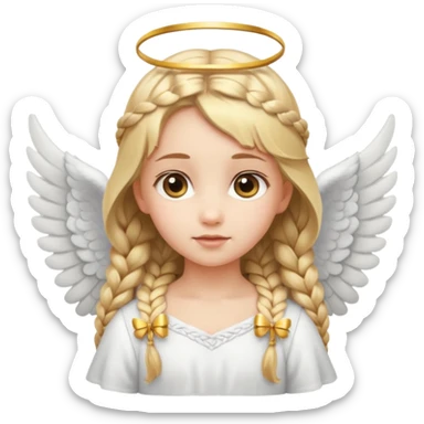 Cute Girl with Angel Wings and one golden bow in braided hair sticker