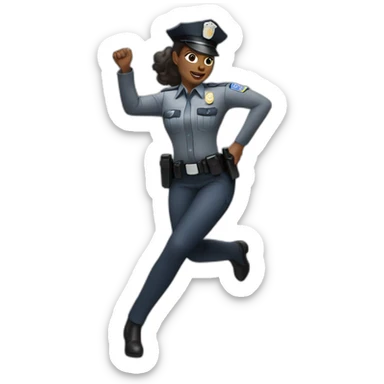 black police woman in light gray uniform dancing sticker