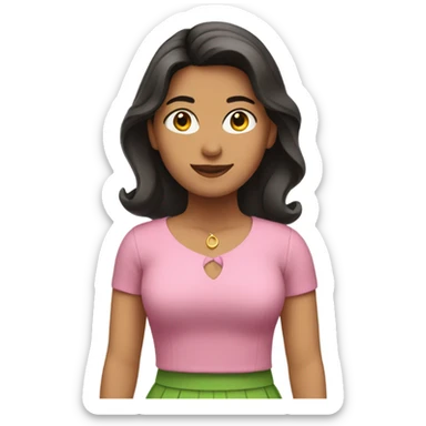 Hispanic woman in pink and green sticker