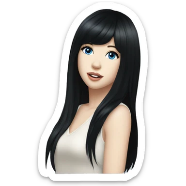 Carly Rae jepsen black long hair, blue eyes sticker