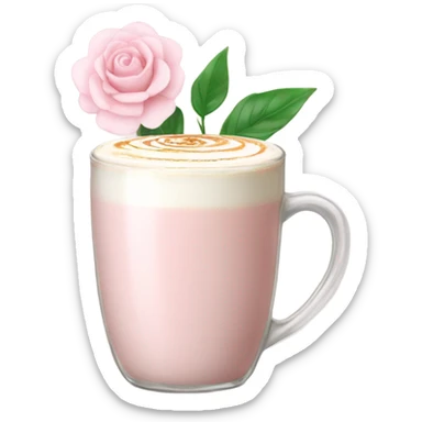 Light Pink latte classy in glass with flower sticker