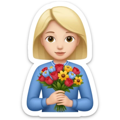 flower-holding person bouqet sticker
