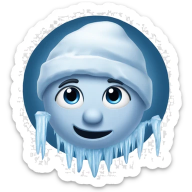 Frozen icicle moon with face  sticker