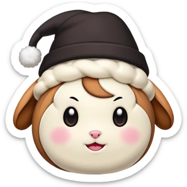 Cinnamon Roll wearing Kuromi hat sticker