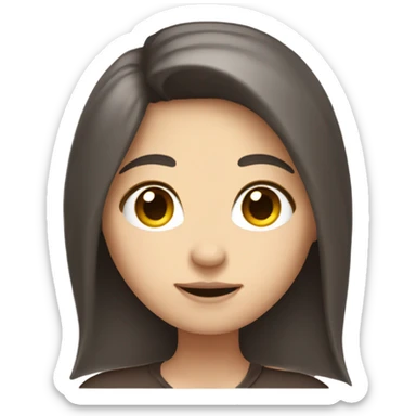 White girl with long dark brown hair and fingers crossed sticker