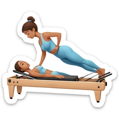 A girl doing a pilate reformer exercize on side sticker