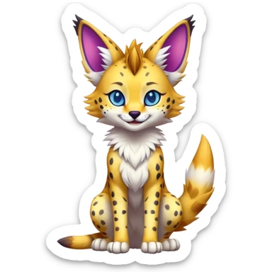 Cute Kawaii Epic Colorful Sergal-Serval-Vernid full body sticker