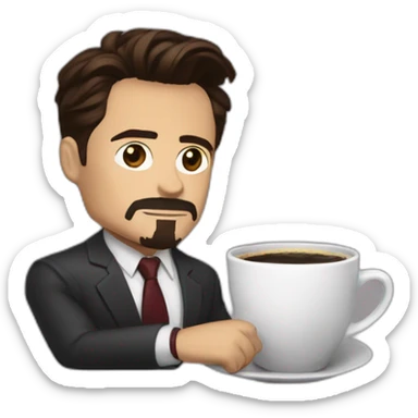 Tony stark buvant un café sticker