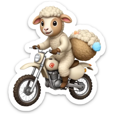 cartoon sheep on a dirt bike jumping sticker