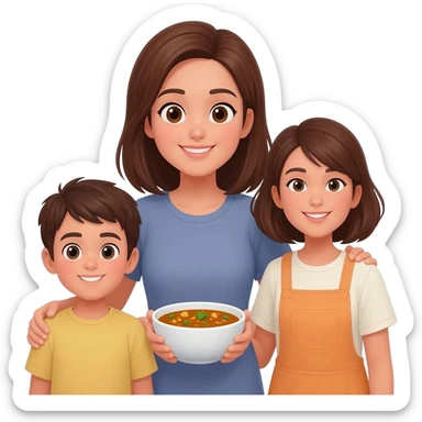 Mama with curry and brown hair ( family of 3 sticker