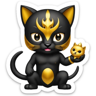 Pantera negra. Con una v en la frente de tamaño pequeño y color dorado sticker