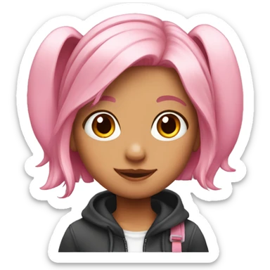 Girl pink hair with cute Rabbit ears sticker