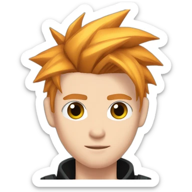 Cloud strife with ginger hair. Eyebrow piercing left eye. Black clothes sticker