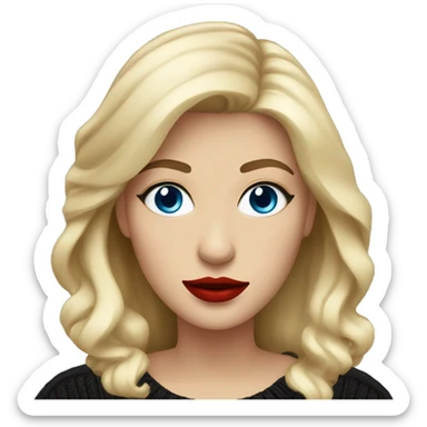 blondie woman with red lips and in black sweater and blue eyes sticker
