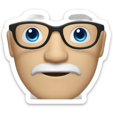 bald spanish white man with blue eyes and a beard around 50yo with glasses on the forehead sticker