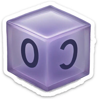 Create an emoji of a transparent cube-shaped object with showing number 0 and 1 inside the cube sticker